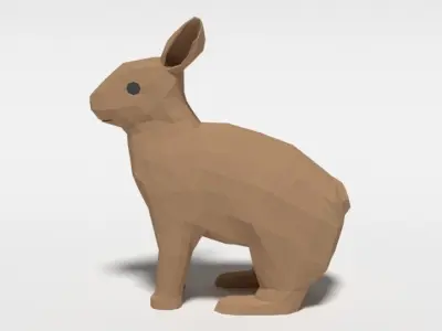 Low Poly Cartoon Rabbit Low-poly 3D model