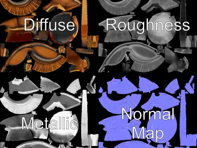 Ancient Greek Spartan Helmet D Model Pack Low-poly 3D model