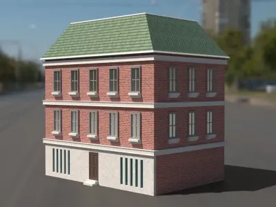 Building 3D model brick on street Low-poly 3D model