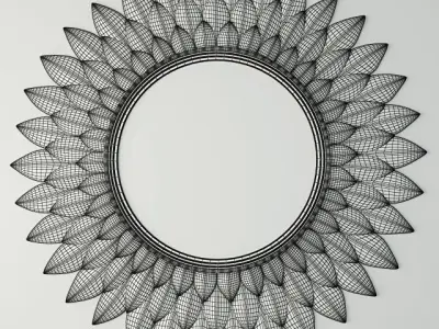 Round Carved Lotus Mirror 3D model