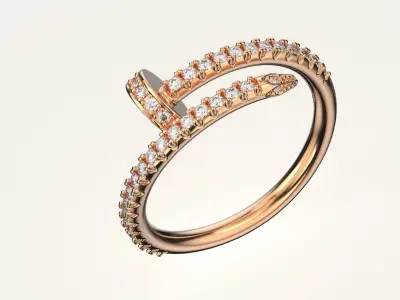 Ring Juste un Clou with diamond EU 57 sz 3D print model
