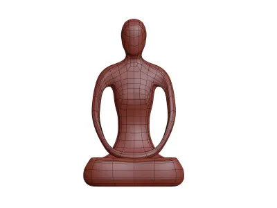 Abstract Meditation Woman Figurine Low-poly 3D model
