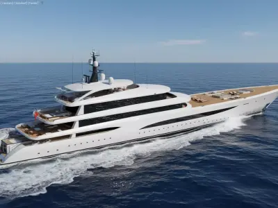 Modern Luxury Megayacht with Teak Decks Multi-Level 3D model