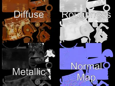 Rusty Metal Pipe with Clamp Model Pack Low-poly 3D model