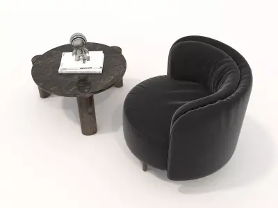 Modern Coffee Table and Armchair Set 47 3D model
