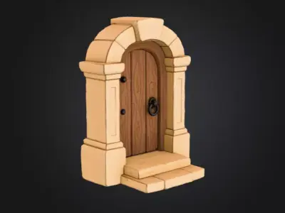 Wooden Archway Doorway Low-poly 3D model