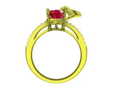 A6668 Oval Diamond Leaf Women Ring 3D Model 3D print model