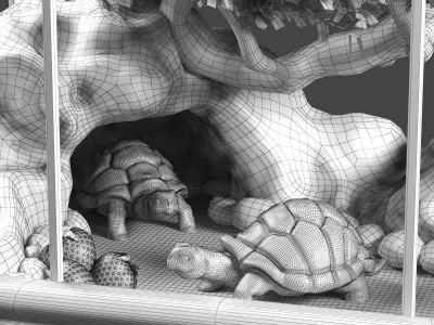 Terrarium with turtle 3D model