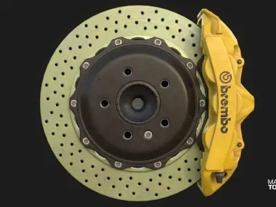 Brakes Brembo 6 Pots Low Poly Low-poly 3D model