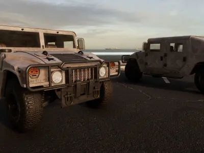 HUMMER - Humvee Low-poly model Game ready for Unity or Unreal Low-poly 3D model