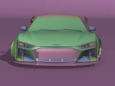 Cartoon Audi R8 in 2D Style 3D model