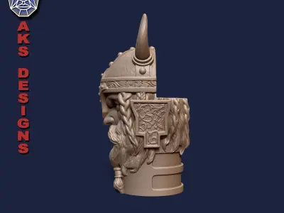 Ancient viking warrior v1 Penholder and flowerpot 3D print model