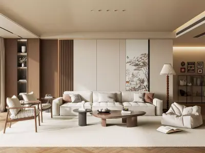 Modern living room 3D model 3D model