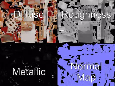 Charming European Buildings model pack Low-poly 3D model