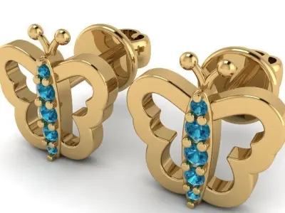 butterfly earrings 3D print model