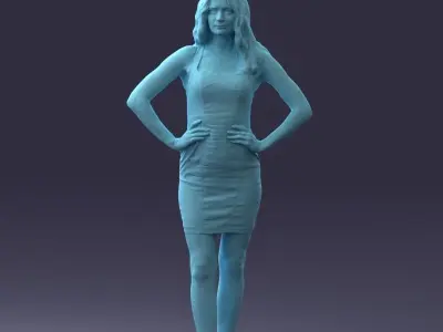 000160 Woman in Tight Dress Confident Pose Character 0714 3dp 3D print model