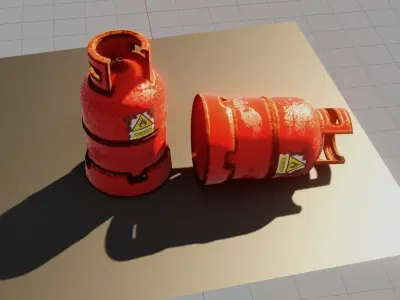 Gas cylinder game ready Low-poly 3D model