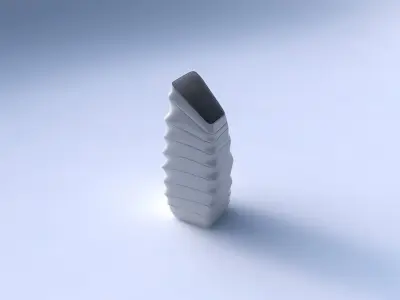 Vase bent rectangle with distorted horizontal dents 3D print model