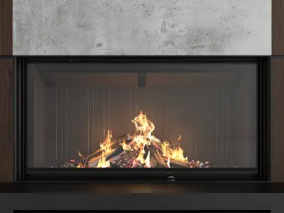 Decorative wall with fireplace set 18 3D model