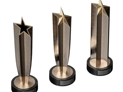 Award cup trophy star set 3D model