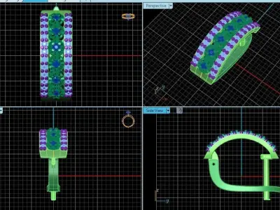 Earrings n 2 sapphire and diamond hoop 3D print model