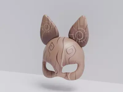 wooden mask Low-poly 3D model