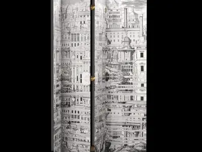 Folding Screen Citta che si rispecchia by Fornasetti Low-poly 3D model