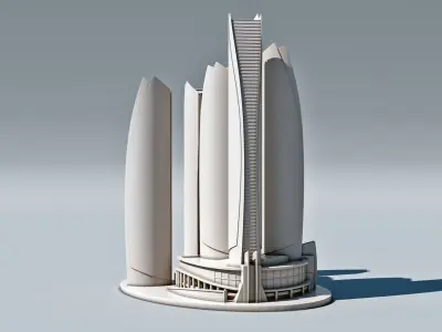 Etihad Towers in Abu Dhabi 3d Model  3D print model