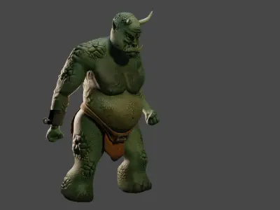 Ghoul creepy with horn Ready for game Low-poly 3D model