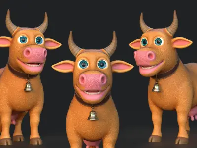 Cartoon Cow V4 Low-poly 3D model