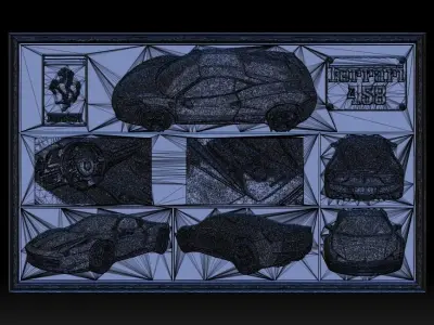 Ferrari 458 v2 relief Panno STL File for CNC Relief engraving 3D model