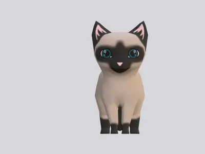 Chibi cat Scottish Fold Low-poly 3D model