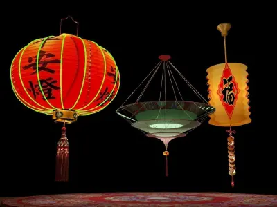 Chinese red lantern  3D model 12