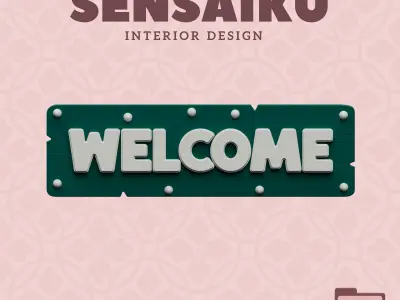 Welcome Door Sign 3D Print File for DIY Home Decor Sensaiku 3D print model