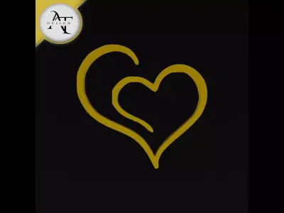 Simple Heart Symbol - 2D Art Free 3D print model 7