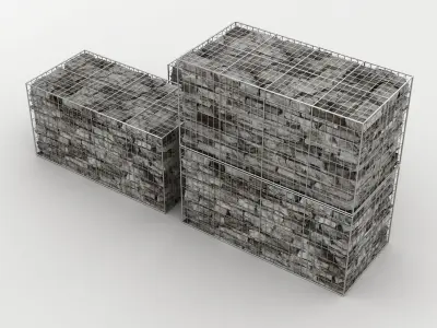 Gabion Stone Wall Baskets 002 3D model