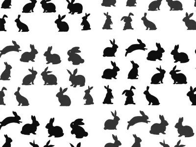 Bunny Rabbit Silhouette Symbol Low-poly 3D model