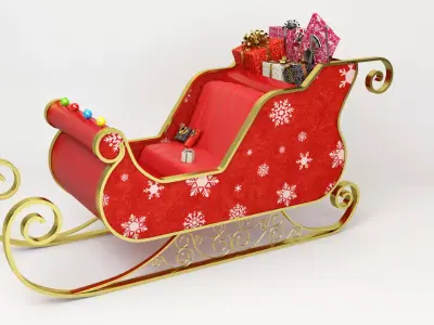 Santa Claus Sled - Christmas Sled - Chritmas Gift - 3D model