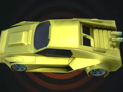 Rigged Retro-Futuristic Car Yellow Viper 3D model