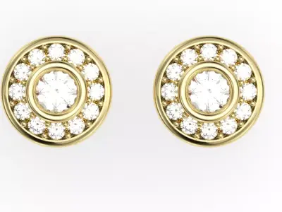 Luxury gemstone stud earrings  Round diamond cluster earrings Free 3D model