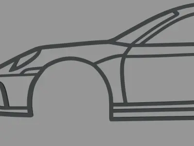 Porsche 911 2023 Wall Silhouette 3D print model