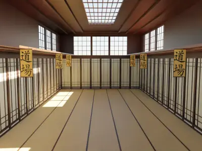Kung-Fu Hall Low-poly 3D model