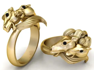 Hip Hop Horse Ring For Men 3d Printable Model 3D print model