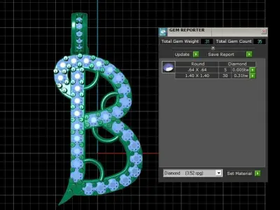 LUXURY ALPHABET B PENDANT 3D PRINTABLE MODEL 3D print model