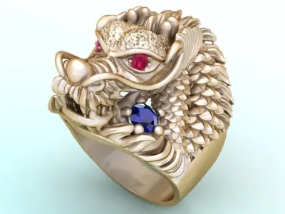 Dragon Rings - Men ring - N5377 3D print model