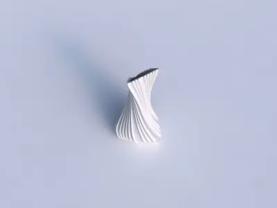 Vase twist puffy tappered triangle with extruded vertical lines 3D print model
