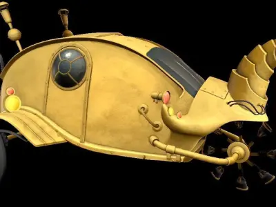 Steampunk Carriage Hand-Painted Low-poly 3D model