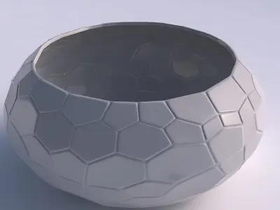 Bowl spheric squeezed wide with organic cells 3D print model