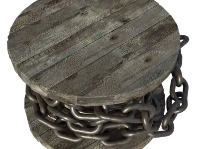 3D model Steel Chain and Spool 3D model