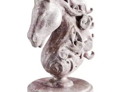 Horse statue Low-poly 3D model 6